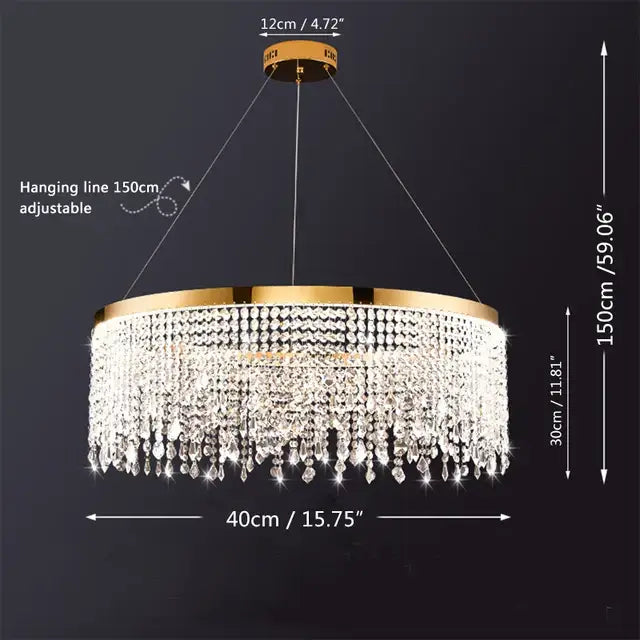 Modern gold crystal chandelier pendant – dining room led fixture