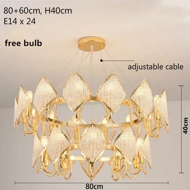 Modern gold tiered decorbites crystal pendant light living room