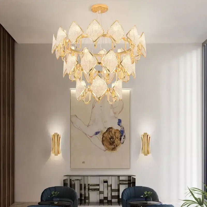 Modern gold tiered decorbites crystal pendant light living room