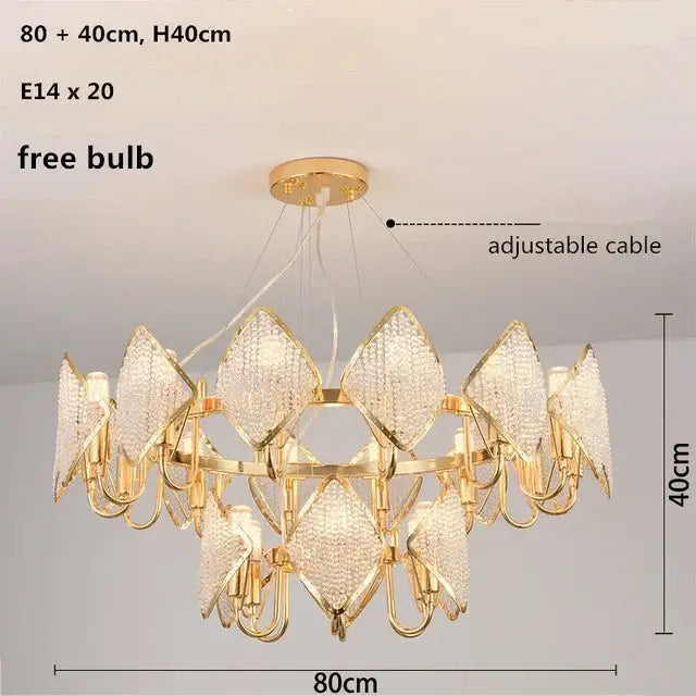 Modern gold tiered decorbites crystal pendant light living room