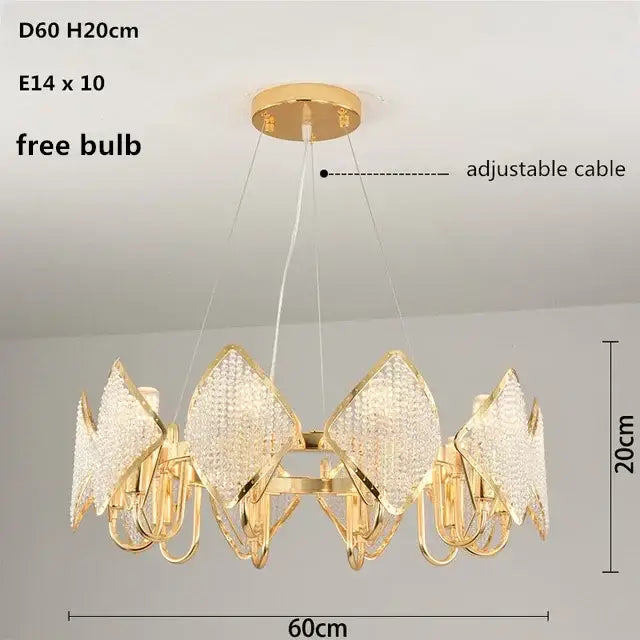 Modern gold tiered decorbites crystal pendant light living room