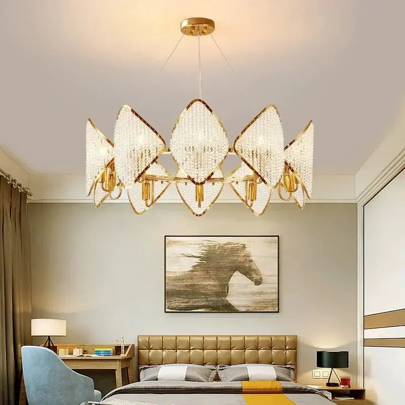 Modern gold tiered decorbites crystal pendant light living room