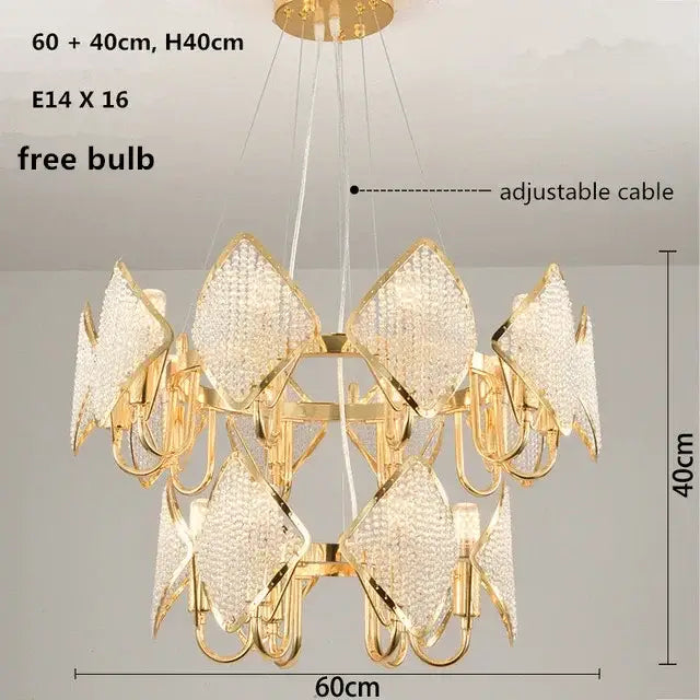 Modern gold tiered decorbites crystal pendant light living room