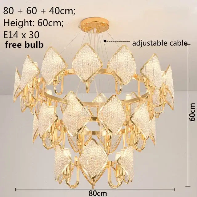 Modern gold tiered decorbites crystal pendant light living room
