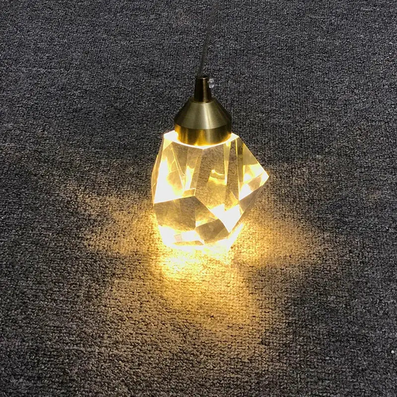 Faceted gold crystal chandelier pendant lights for dining room