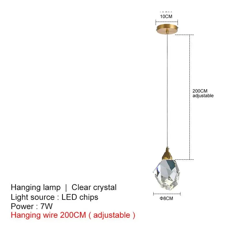 Faceted gold crystal chandelier pendant lights for dining room