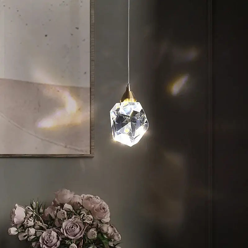 Faceted gold crystal chandelier pendant lights for dining room