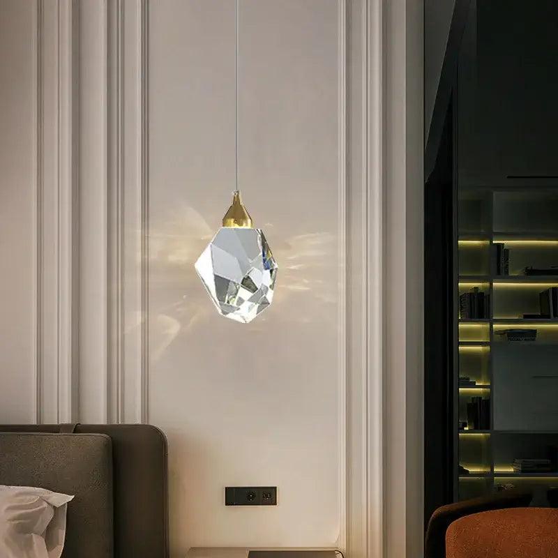 Faceted gold crystal chandelier pendant lights for dining room