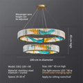 Abstract stained glass crystal chandelier ring dining room light