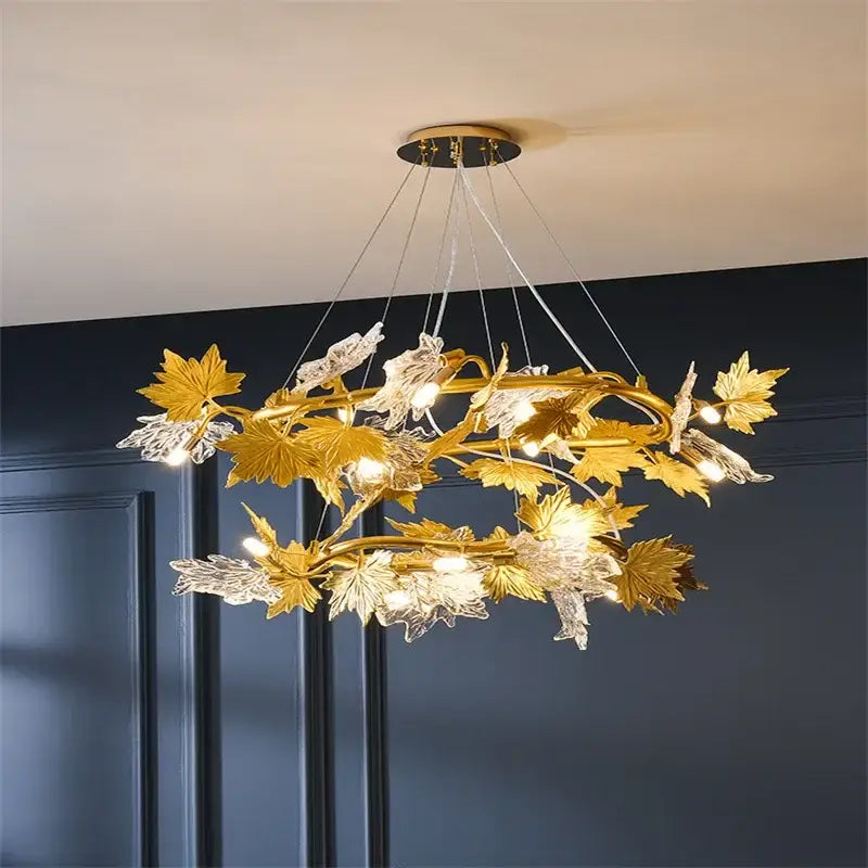 Rustic french country decorbites crystal chandelier dining room leaf design