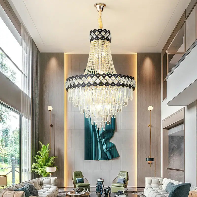 Modern black & gold decorbites crystal chandelier living room lamp