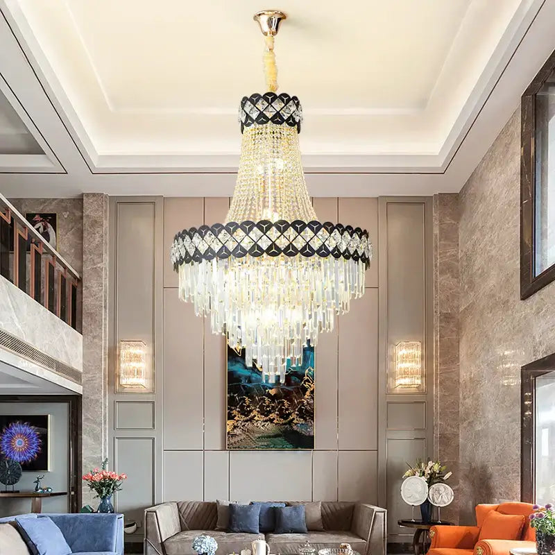 Modern black & gold decorbites crystal chandelier living room lamp