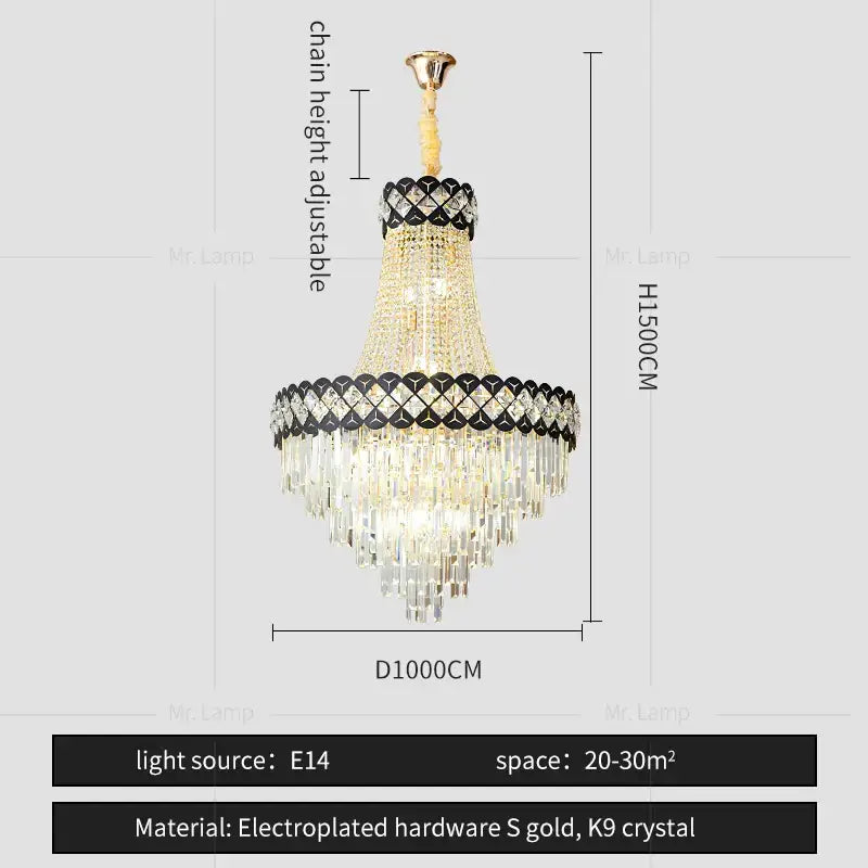 Modern black & gold decorbites crystal chandelier living room lamp