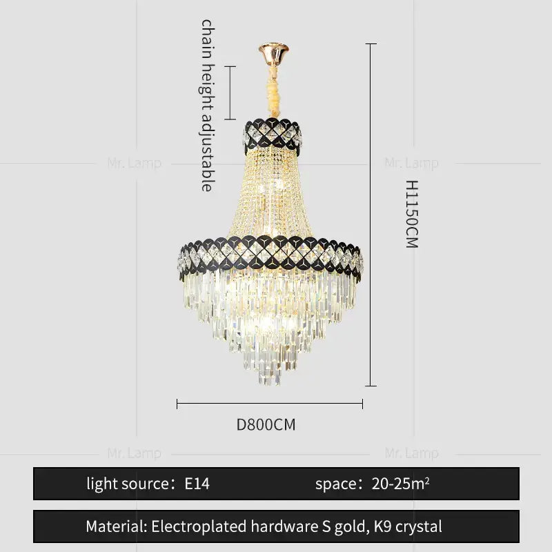Modern black & gold decorbites crystal chandelier living room lamp