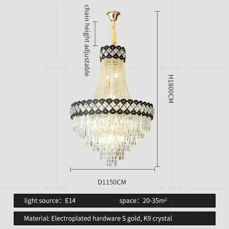 Modern black & gold decorbites crystal chandelier living room lamp