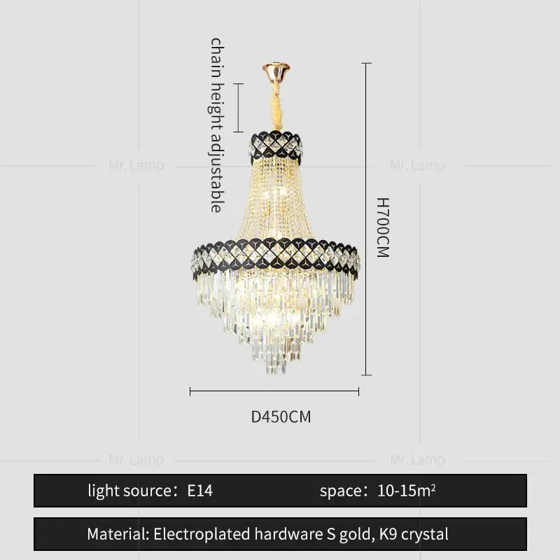 Modern black & gold decorbites crystal chandelier living room lamp