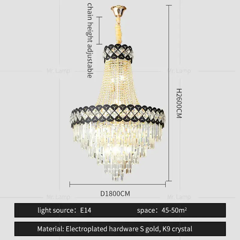 Modern black & gold decorbites crystal chandelier living room lamp