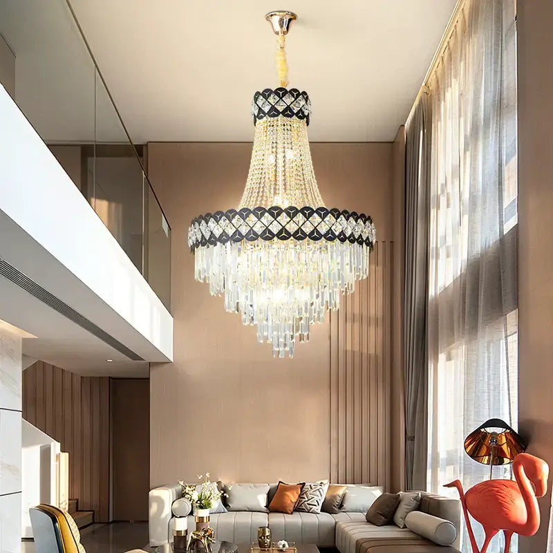 Modern black & gold decorbites crystal chandelier living room lamp