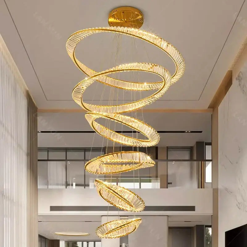 Golden spiral decorbites crystal chandelier living room pendant light