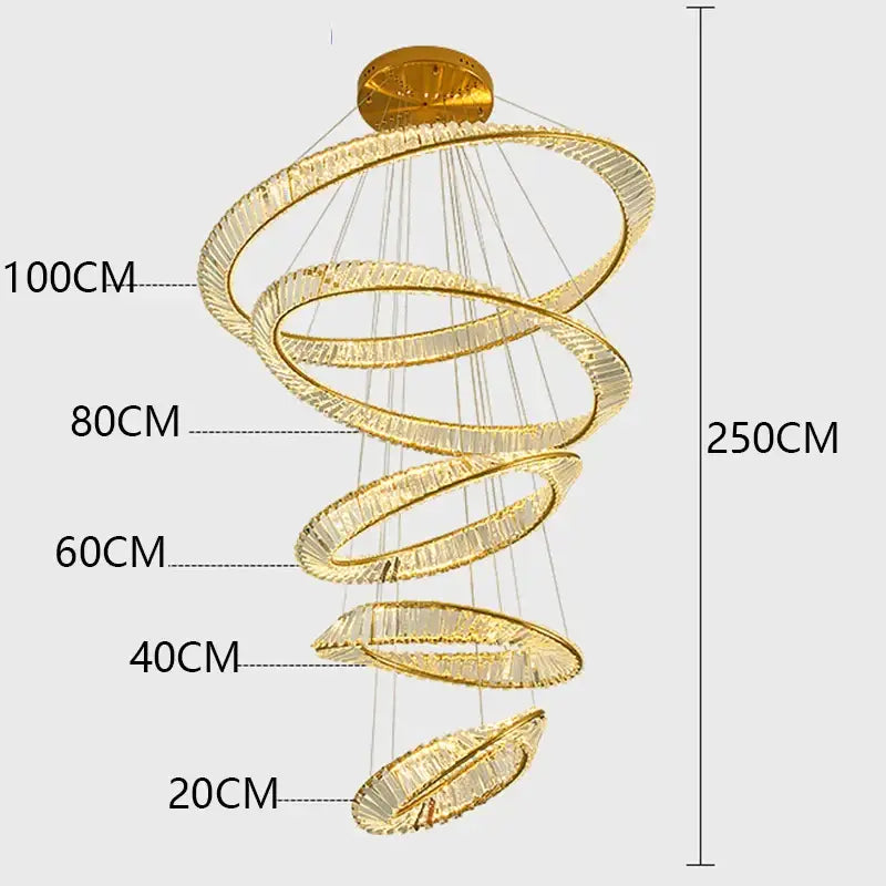 Golden spiral decorbites crystal chandelier living room pendant light