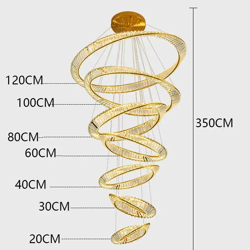 Golden spiral decorbites crystal chandelier living room pendant light