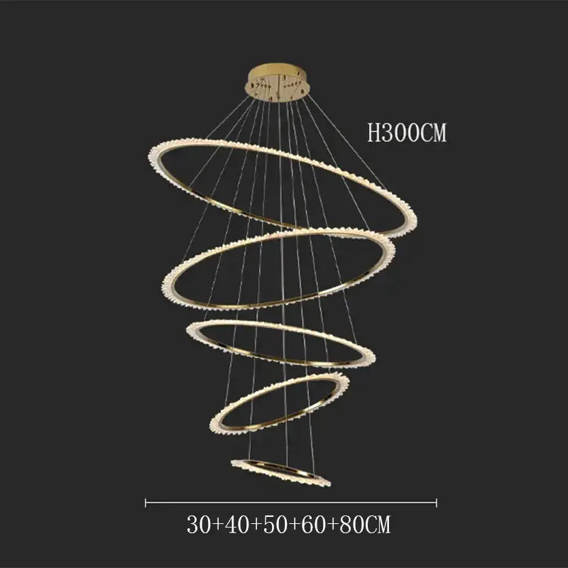 Modern golden spiral decorbites crystal chandelier living room light