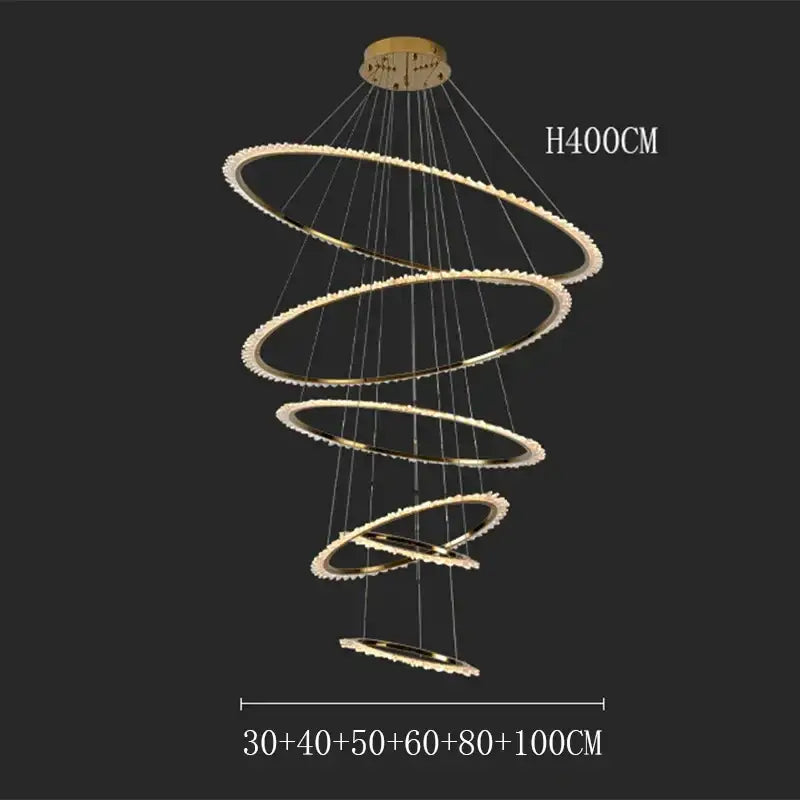 Modern golden spiral decorbites crystal chandelier living room light