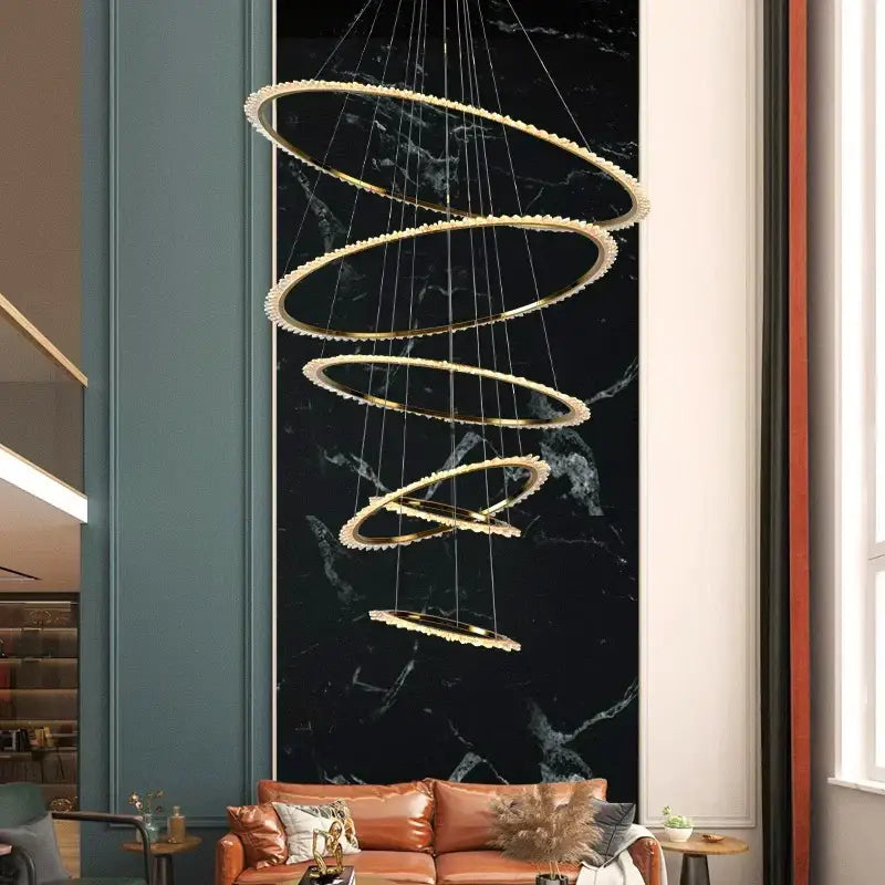Modern golden spiral decorbites crystal chandelier living room light