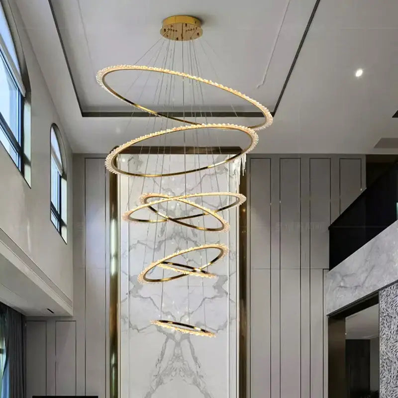 Modern golden spiral decorbites crystal chandelier living room light