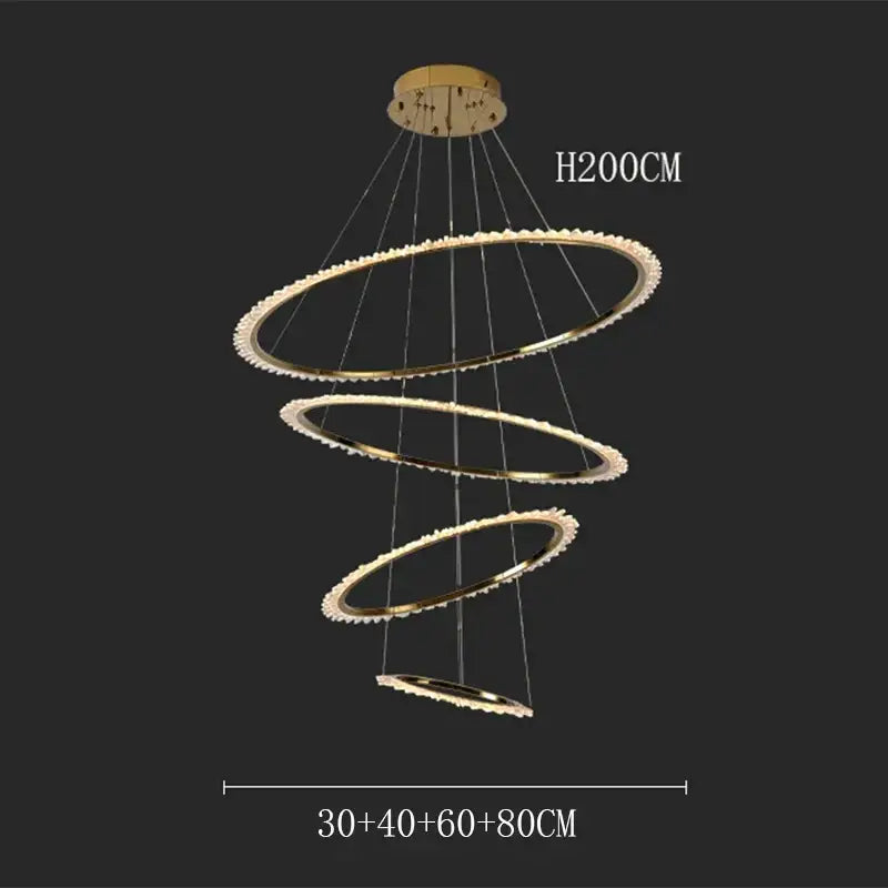 Modern golden spiral decorbites crystal chandelier living room light
