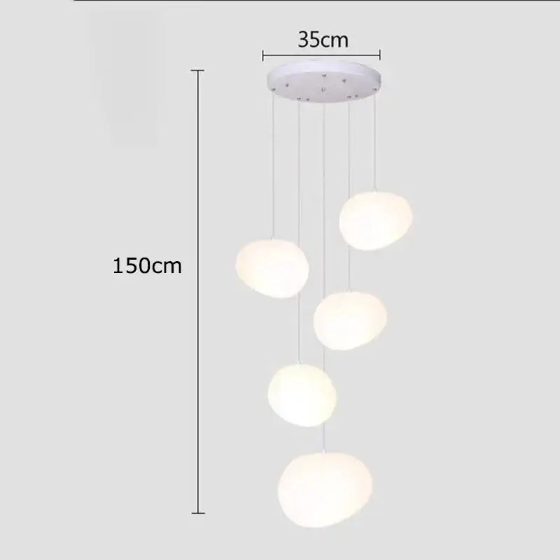 Minimalist white spherical crystal chandelier stair pendant lamp living room