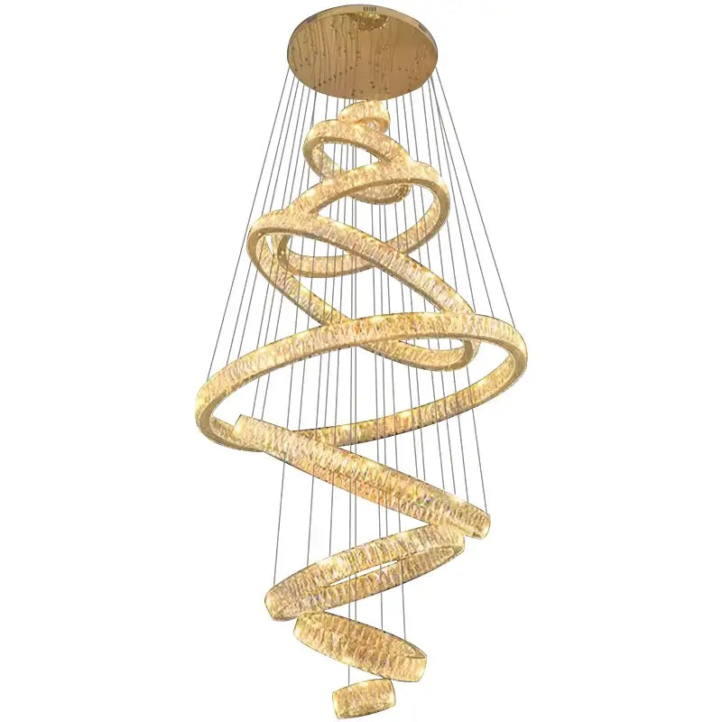 Modern golden spiral crystal chandelier living room pendant lamp