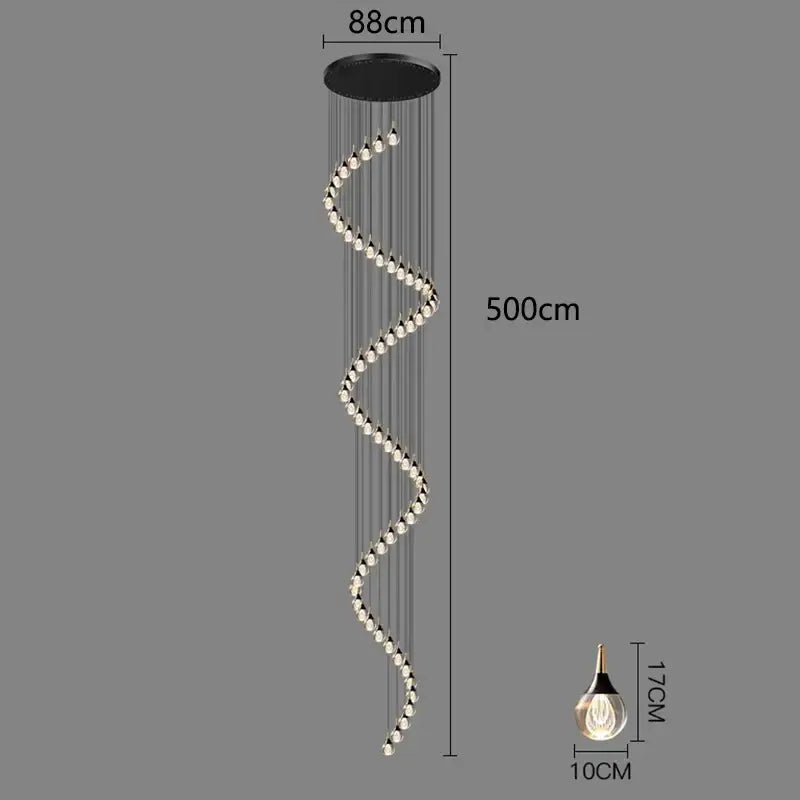 Modern black and gold chandelier stair pendant lamp living room