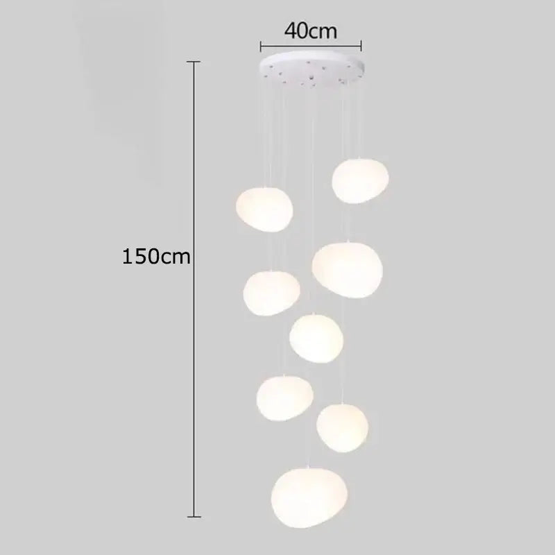 Minimalist white spherical crystal chandelier stair pendant lamp living room