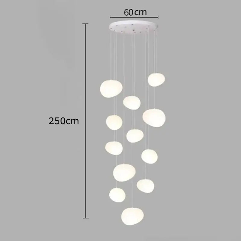 Minimalist white spherical crystal chandelier stair pendant lamp living room