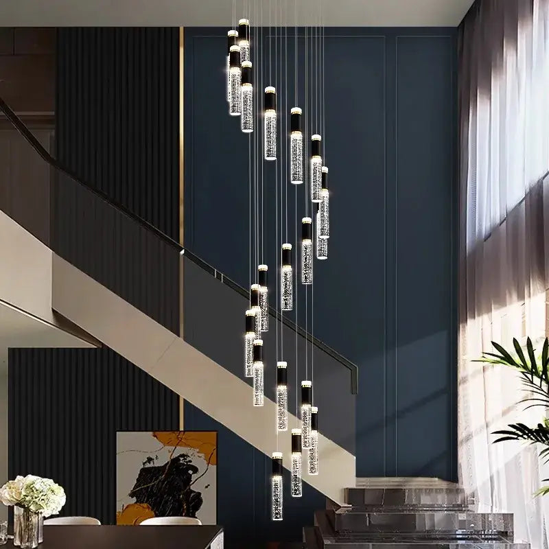 Modern black & clear crystal chandelier living room pendant light