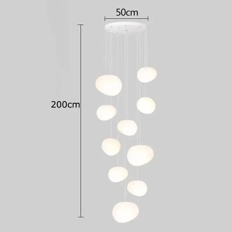 Minimalist white spherical crystal chandelier stair pendant lamp living room
