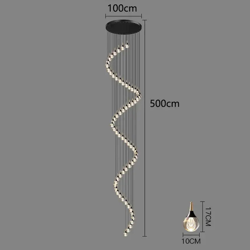 Modern black and gold chandelier stair pendant lamp living room