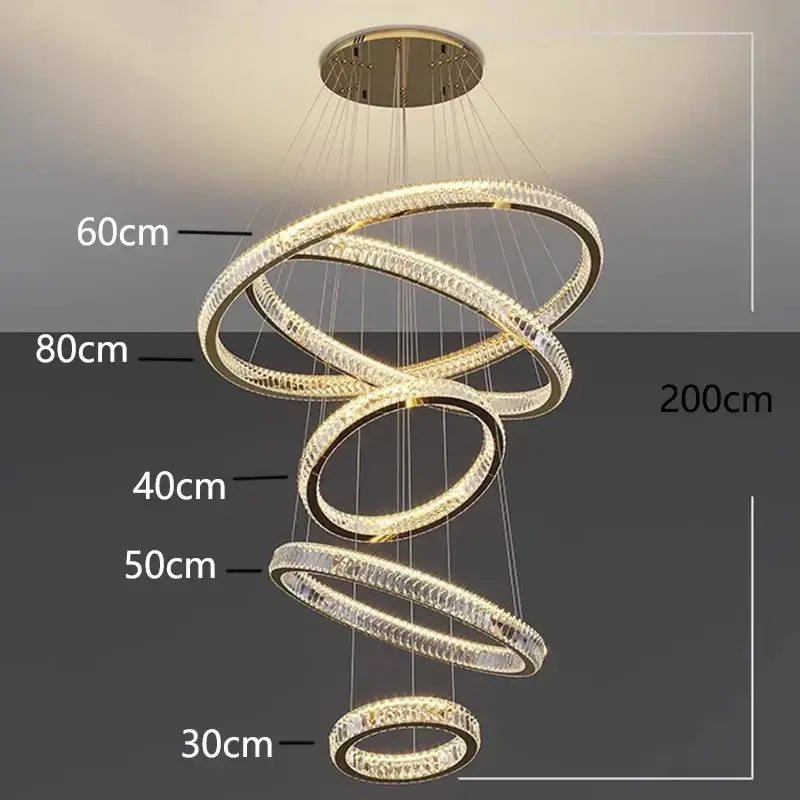 Modern golden spiral crystal chandelier living room pendant light