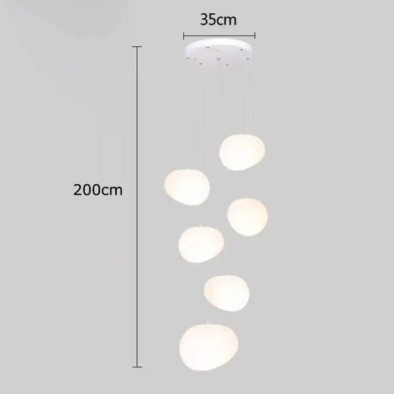 Minimalist white spherical crystal chandelier stair pendant lamp living room