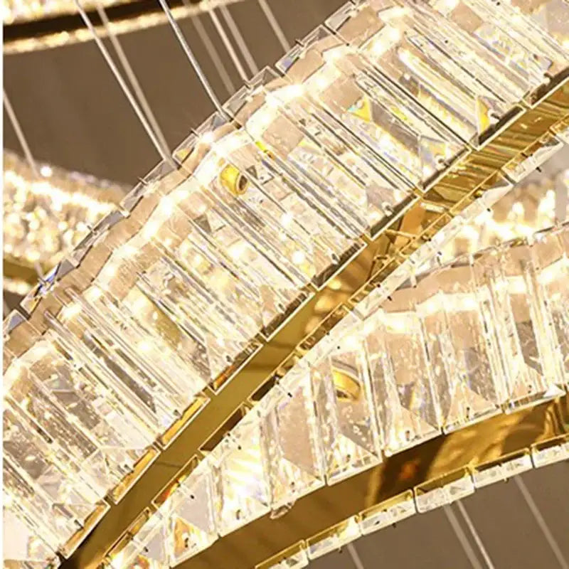 Modern golden spiral crystal chandelier living room pendant light