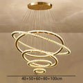 Modern golden interlocking ring crystal chandelier living room light