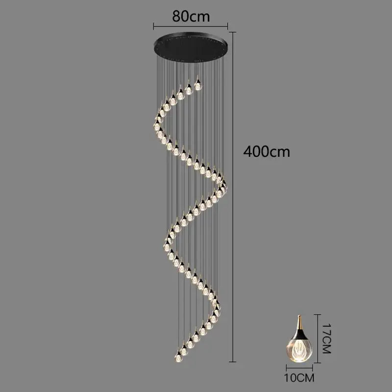 Modern black and gold chandelier stair pendant lamp living room