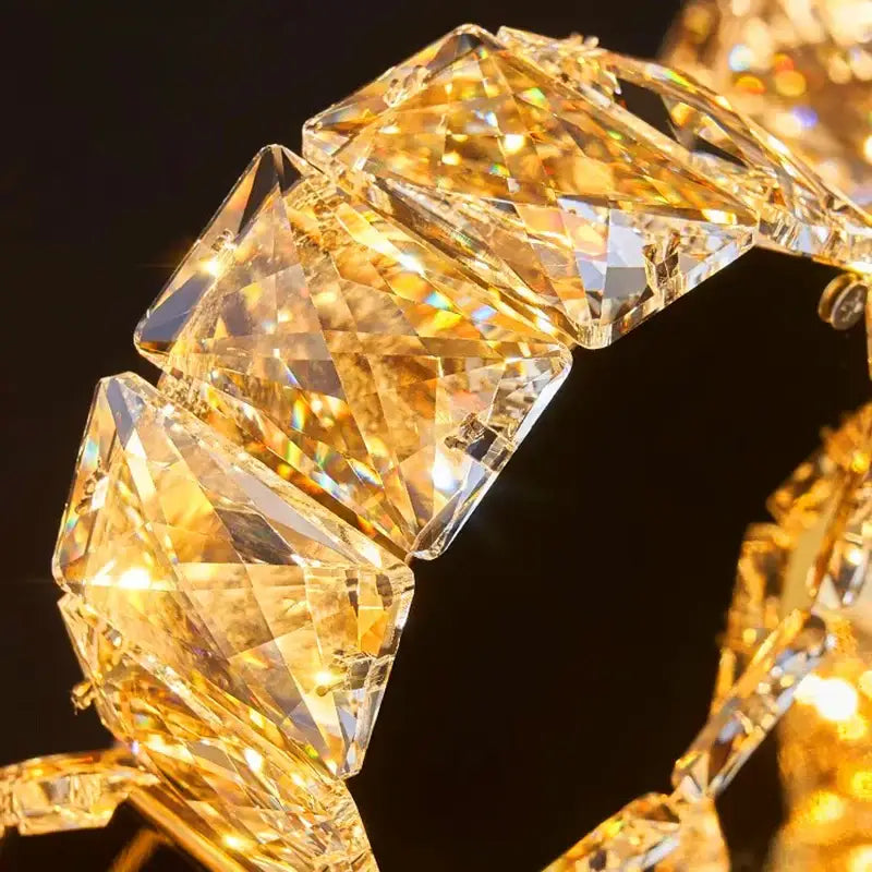 Golden crystal chandelier stair pendant lamp living room lighting