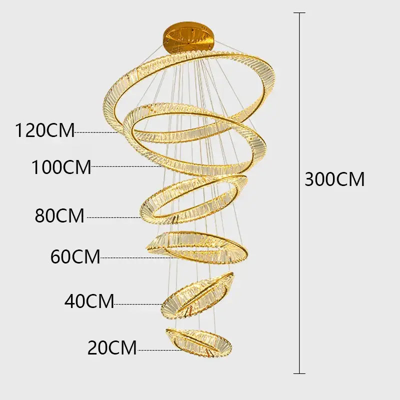 Golden spiral decorbites crystal chandelier living room pendant light