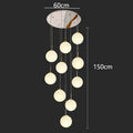 Modern white spherical crystal chandelier stair pendant light living room