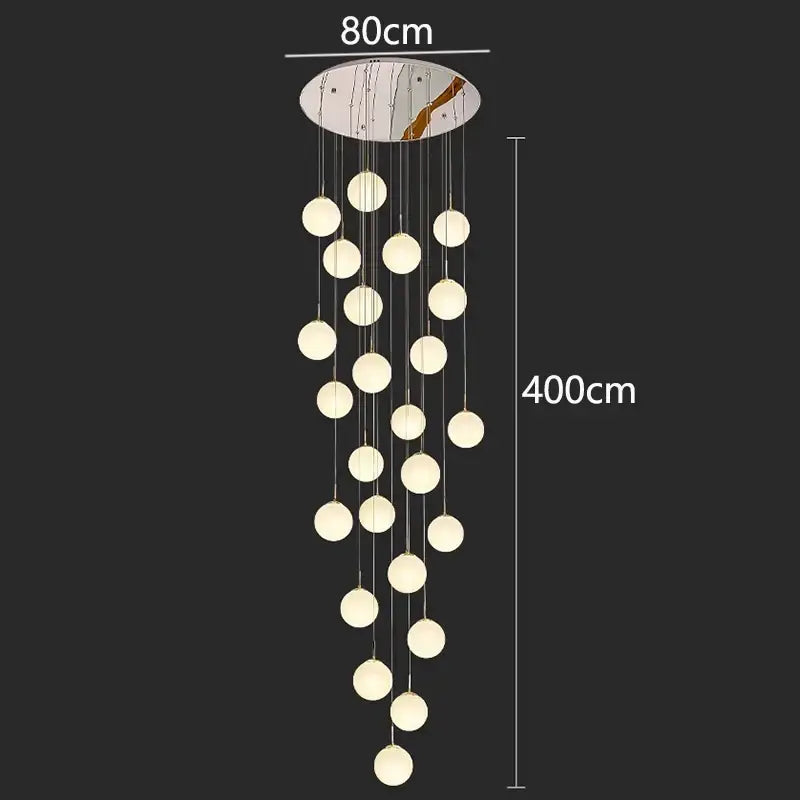 Modern white spherical crystal chandelier stair pendant light living room