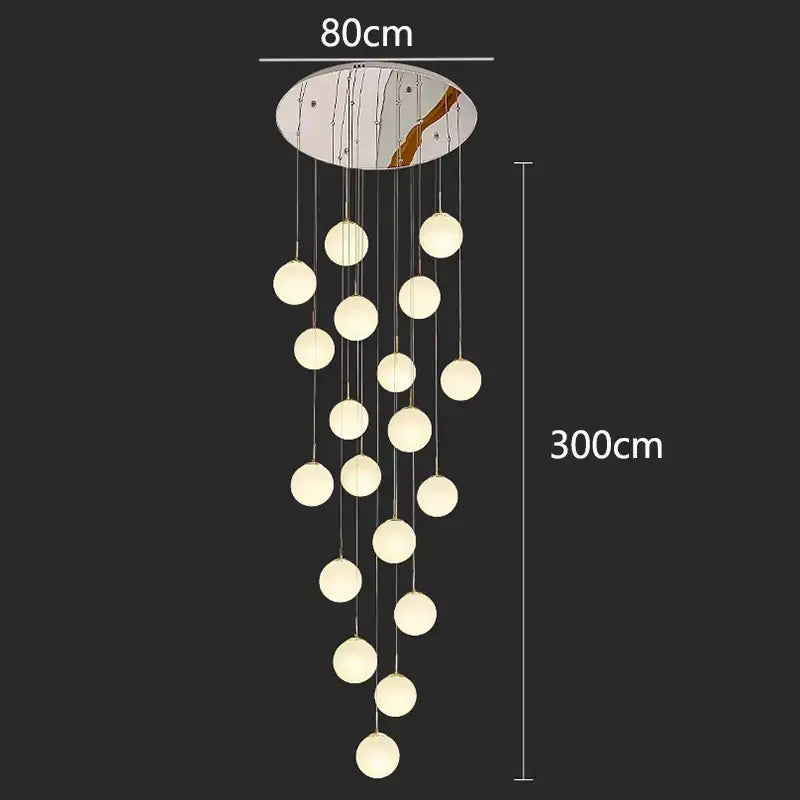 Modern white spherical crystal chandelier stair pendant light living room