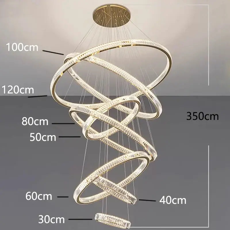 Golden spiral decorbites crystal chandelier stair pendant living room