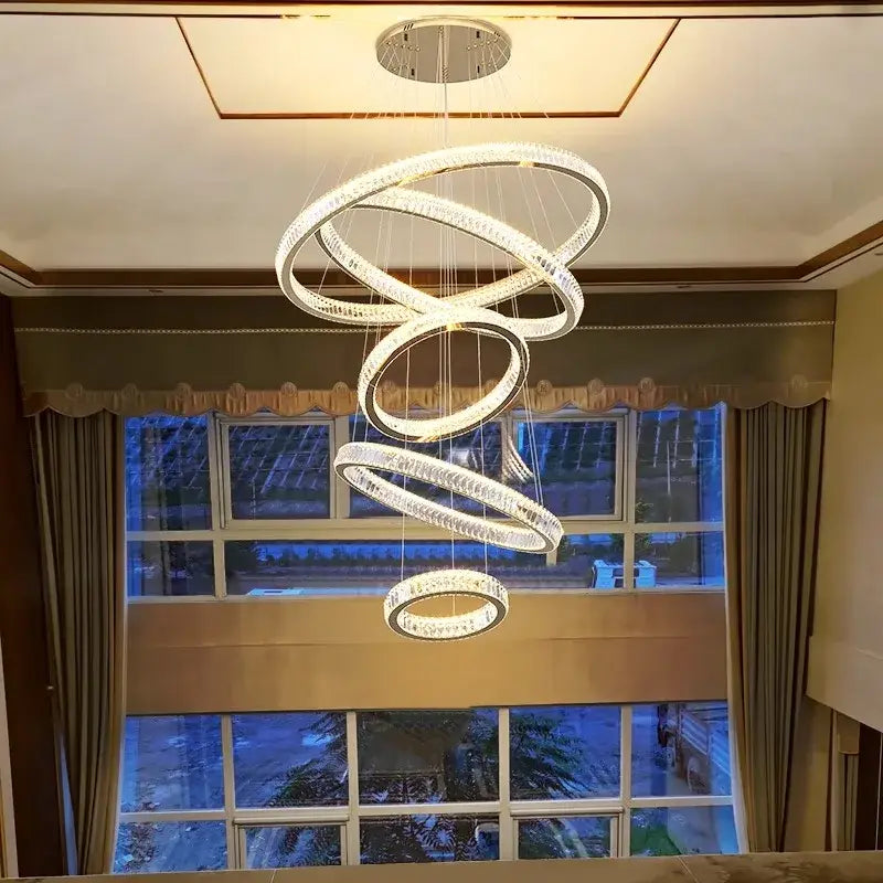 Golden spiral decorbites crystal chandelier stair pendant living room